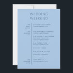 Pastel Sky Blue Coastal Wedding Weekend Itinerary Invitation<br><div class="desc">A modern wedding weekend card designed to share your celebration plans in a clear and beautiful way. Set on a Pastel Sky Blue background with clean dark lettering, the design feels fresh, calm, and polished while keeping the layout simple and easy to read. The front side features a full wedding...</div>