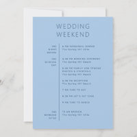 Pastel Sky Blue Coastal Wedding Weekend Itinerary