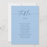 Pastel Sky Blue Modern Wedding Beach Seating Chart