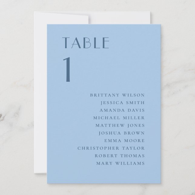 Pastel Sky Blue Wedding Coastal Seating Chart Invitation (Front)
