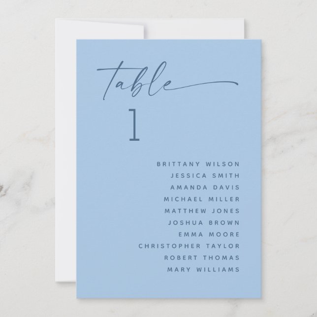Pastel Sky Blue Wedding Coastal Seating Chart Invitation (Front)