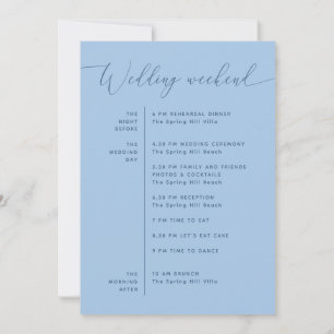 Pastel Sky Blue Wedding Itinerary Beach Timeline Invitation