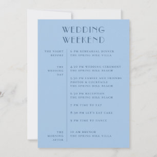 Pastel Sky Blue Wedding Weekend Itinerary Welcome Invitation