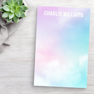 Pastel sky clouds modern name post-it notes