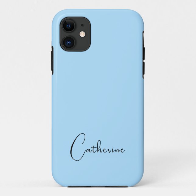 Pastel Sky Solid Colour | Minimalist Name Case-Mate iPhone Case (Back)