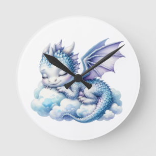 Pastel Sleeping Dragon Round Clock