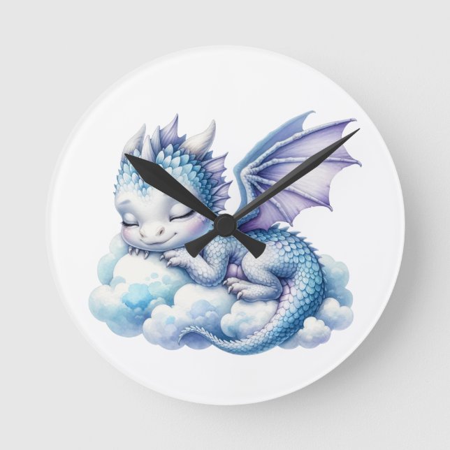 Pastel Sleeping Dragon Round Clock (Front)