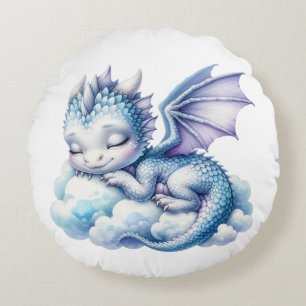 Pastel Sleeping Dragon Round Cushion
