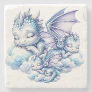 Pastel Sleeping Dragon Stone Coaster