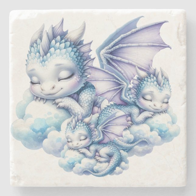 Pastel Sleeping Dragon Stone Coaster (Front)