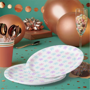 Pastel Snowflake Paper Plates
