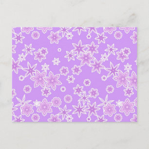 Pastel snowflakes against lavender postcard