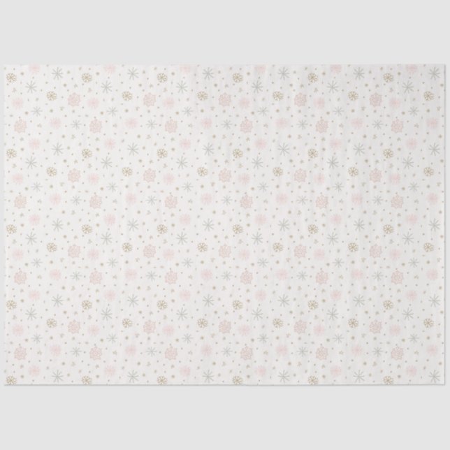 Pastel Snowflakes Off White Christmas Tissue Paper (Front)