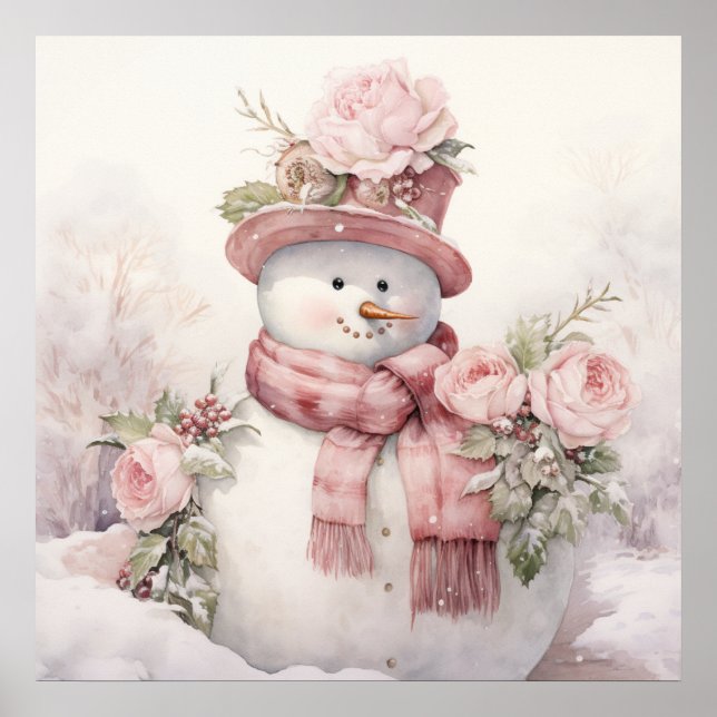 Pastel Snowman Poster (Front)