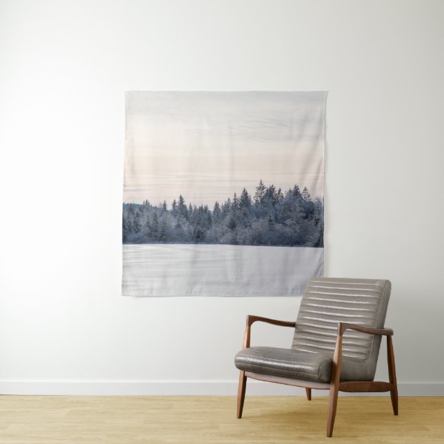 Pastel Snowy Pine Trees Dream 1 Tapestry (In Situ)