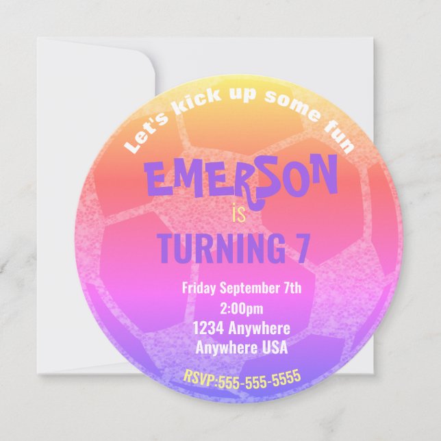 Pastel Soccer Ball Birthday, Soccer party Invitation (Front)