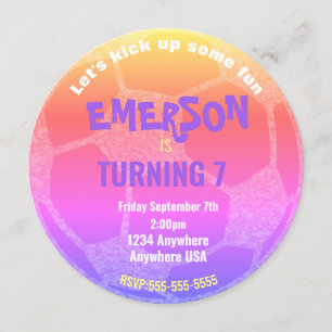 Pastel Soccer Ball Birthday, Soccer party Invitation