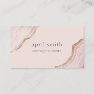 Pastel Soft Blush Rose Gold Agate Marble Texture Business Card