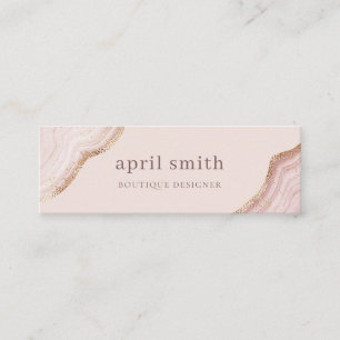 Pastel Soft Blush Rose Gold Agate Marble Texture Mini Business Card