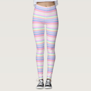 Pastel soft colour creative striped Leggings