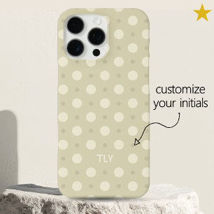 Pastel Soft Gray Dots Pattern Custom Name Initials iPhone 16 Pro Max Case