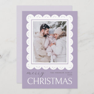Pastel Soft Light Lavender Merry Christmas Photo Card