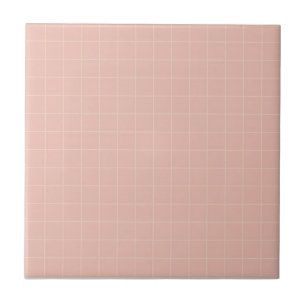 Pastel Soft Pink & Pale Yellow Chequered Pattern Ceramic Tile