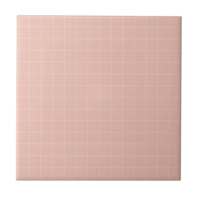 Pastel Soft Pink & Pale Yellow Chequered Pattern Ceramic Tile (Front)