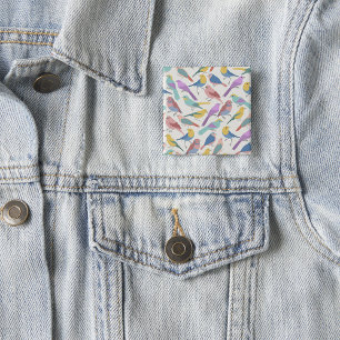 Pastel Songbirds Pattern Cute Watercolor Birds 15 Cm Square Badge