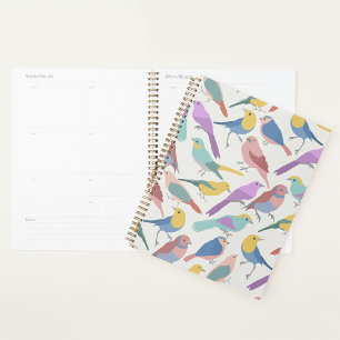 Pastel Songbirds Pattern Cute Watercolor Birds Planner