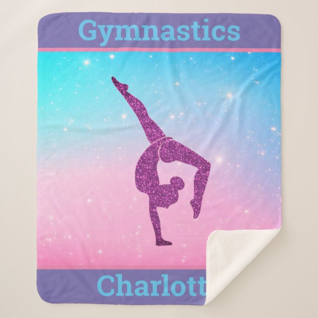 Pastel Sparkle Gymnastics Sherpa Blanket (Front)
