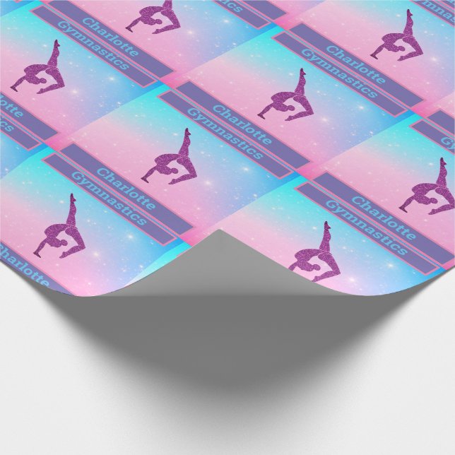 Pastel Sparkle Gymnastics Wrapping Paper (Corner)