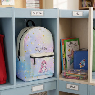 Pastel sparkle unicorn magical cloud printed backpack