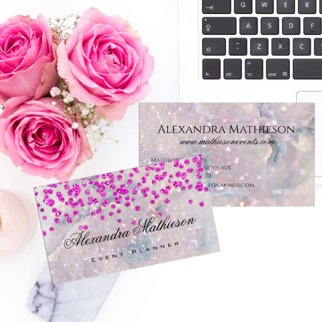 Pastel Sparkles and Pink Confetti Glitter Business Card (Creator Uploaded)