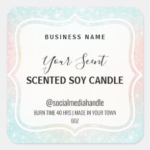 Pastel Sparkles White Scented Soy Candle Labels