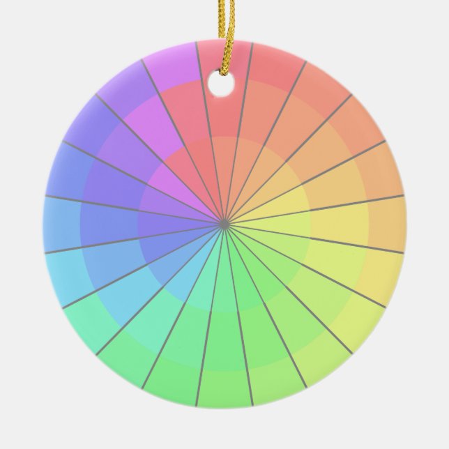 Pastel Spectrum Colours Rainbow Holiday Art Ceramic Ornament (Front)
