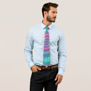 Pastel Spiral Fractal Tie