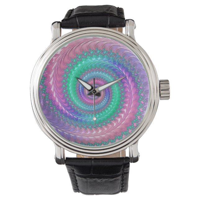Pastel Spiral Fractal   Watch (Front)