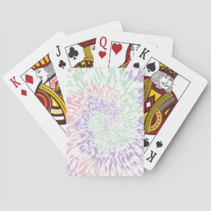 Pastel Spiral Shibori Floral Tie Dye Hippie Retro Playing Cards