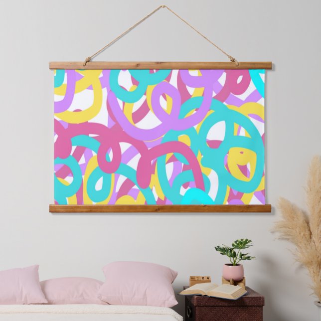Pastel Spirals Abstract Hanging Tapestry (Bedroom)