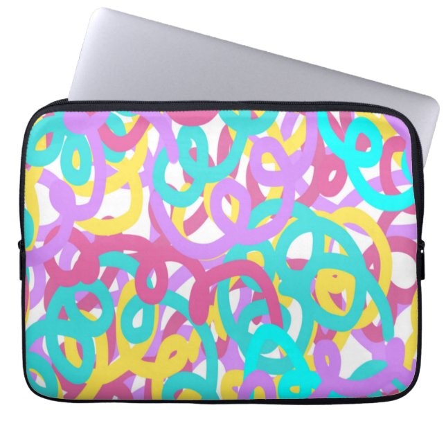 Pastel Spirals Abstract Print Laptop Sleeve (Front)