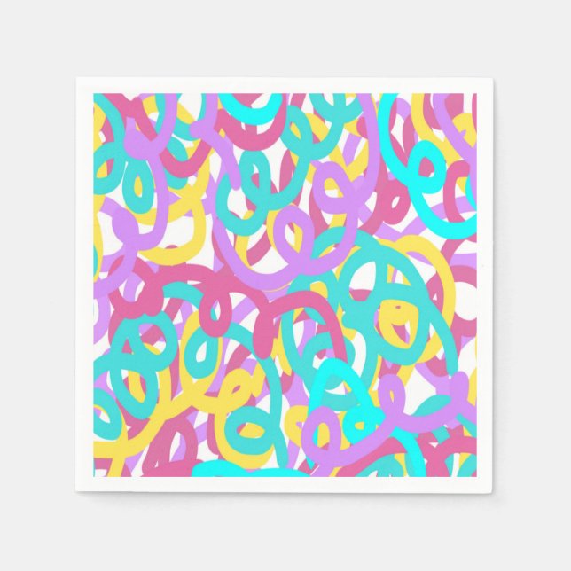 Pastel Spirals Abstract Print  Napkin (Front)