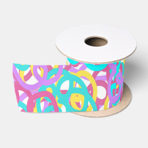 Pastel Spirals Abstract Print  Satin Ribbon