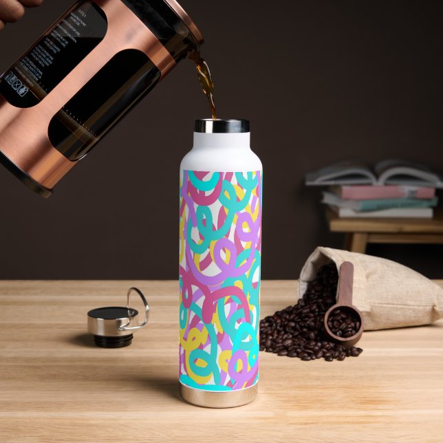 Pastel Spirals Abstract Print  Water Bottle (Coffee)