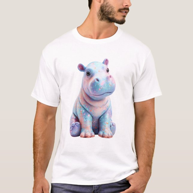 Pastel Splatter Ceramic Hippo Men T-Shirt (Front)