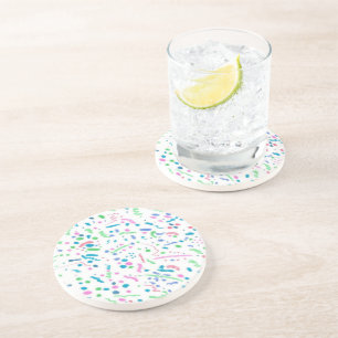 Pastel Splatter Confetti Print Coaster