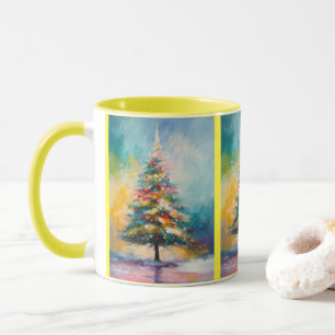 Pastel Splattered Abstract Christmas Tree Mug