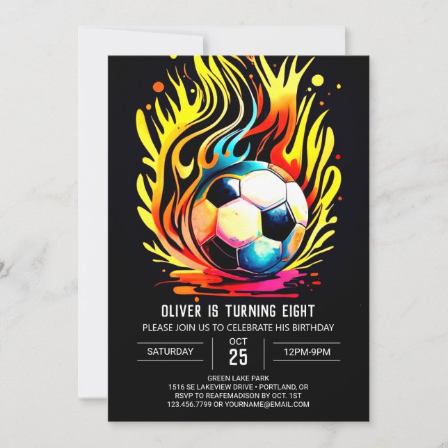 Pastel Sports Watercolor Soccer Birthday Invitation (Front)