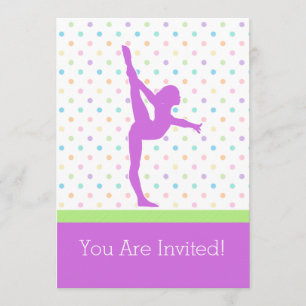 Pastel Spots Gymnastics in Lavender Invitation