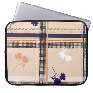 Pastel Spring Branch: Chequered Vintage Grid Laptop Sleeve